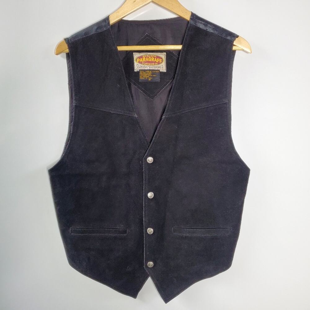 Paragraff Clothing CO. Black Genuine suede Leather front vest Size M